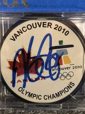 Dan Boyle signed 2010 Olympic Canadian Gold Medal Puck Sharks