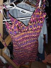 SHEIN Tie Back Frilled Shirred Allover Print Dress m medium