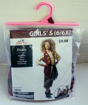 Girl Pirate Halloween Costume Size Small (6/6x) 4-Piece Set Way to Celebrate New