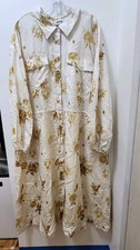 Woolrich Target Floral print utility midi dress button Front long sleeve plus 2X