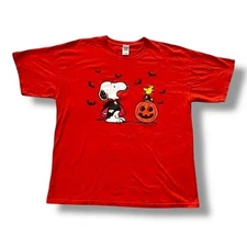 Halloween Tee Shirt Snoopy & Woodstock Vampires Peanuts Orange M&O Tag Unisex XL
