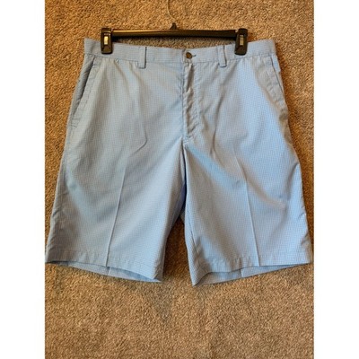 Callaway Mens Golf Shorts Blue White Micro Grid Graph Check Flat Front