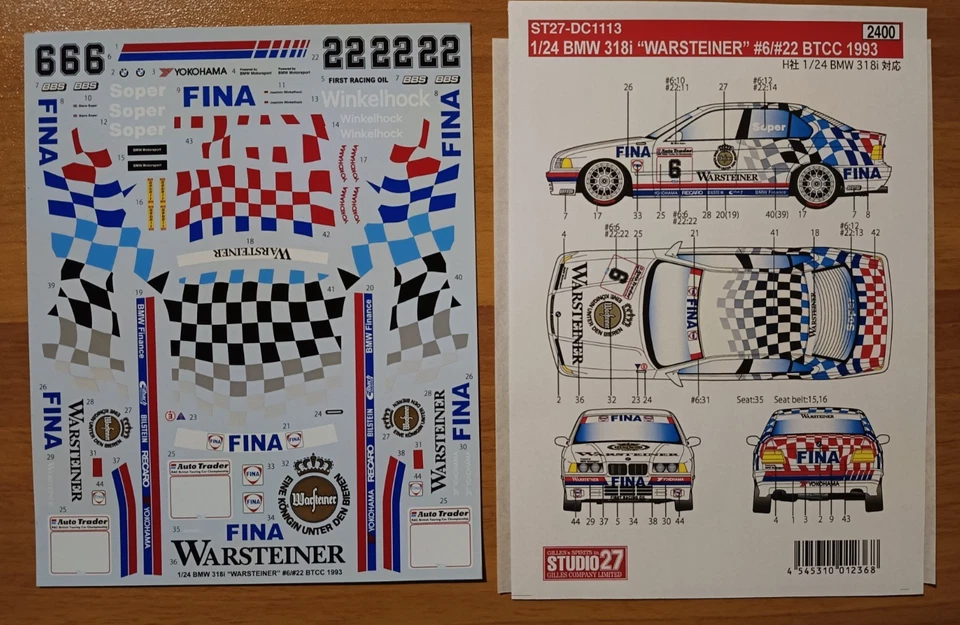 KIT HASEGAWA 20270 BMW 318I JTCC 1993 SCALA 1:24 + EXTRA DECAL - Immagine 2 di 3
