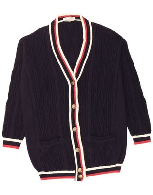 JAEGER Damen Oversize Cardigan Pullover UK 10 Small Navy Blau Colourblock AF05