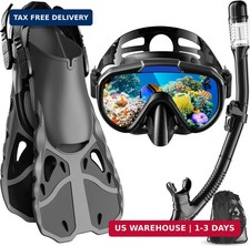 Snorkel Set with Fins for Adults, Snorkeling Gear for Adults Men and Women, Snor