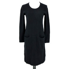 J Jill Sweater Dress Womens XS Black Wool Cashmere Knit Pockets Pullover Preppy