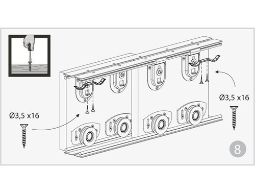Sliding Door Track System 2 Door Gear Set For Wardrobe Ares 70 kg / 1800 mm - Picture 12 of 12