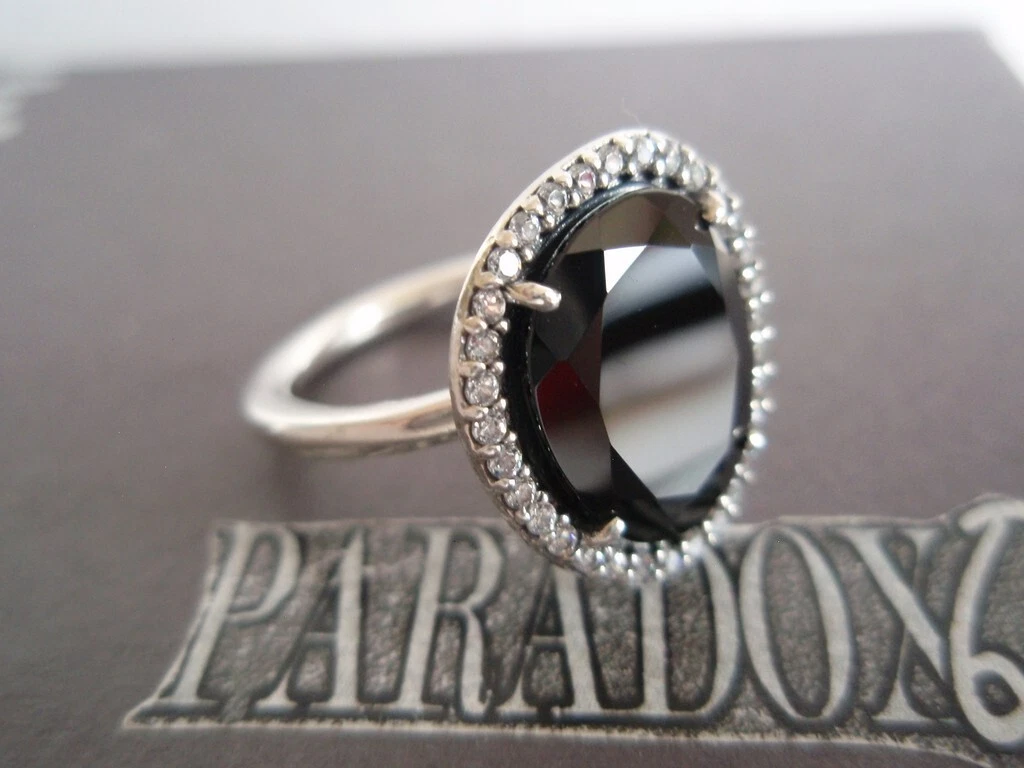 Authentic PANDORA ALE SS 925 Glamorous Legacy Black Spinel Ring Sz
