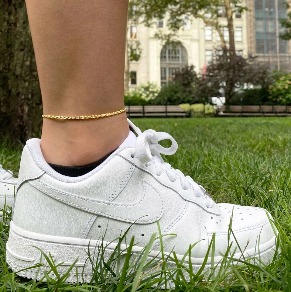 Tobillera de cadena de cuerda con corte de diamante de 1,5 mm de oro amarillo de 10 quilates - 10" pulgadas - ITALIA 10 KT Foto 2 de 2