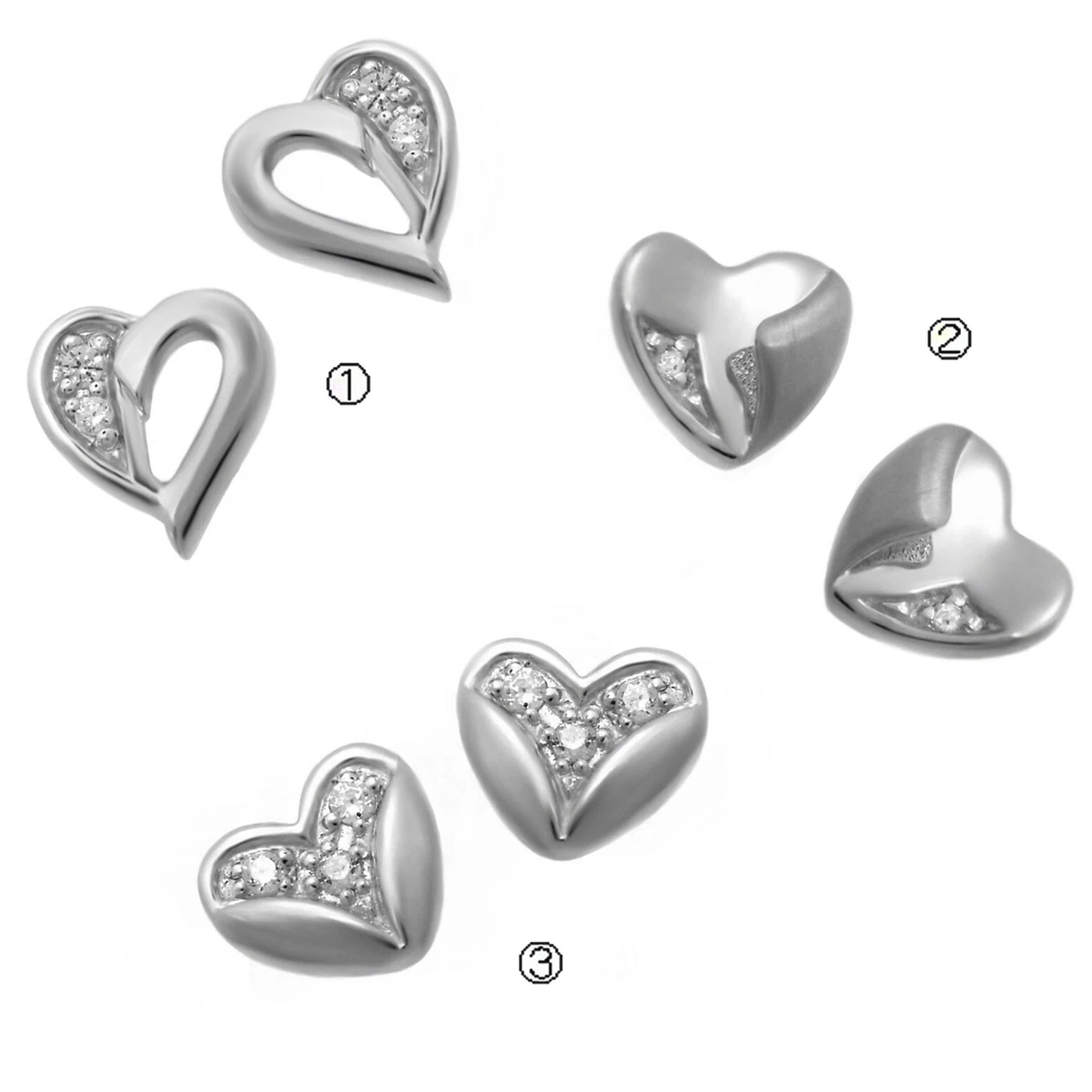 Orecchini da donna in argento 925 a forma di cuore. Set