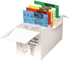 CAR DEALER KEY TAGS LAMINATED SELF PROTECTING 250 TAGS METAL RINGS MIXED COLOR