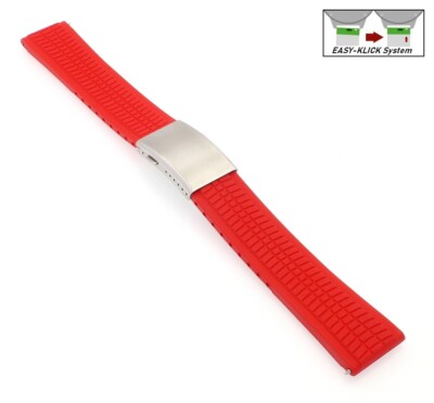 XL-Extralang Premium FKM-Kautschuk Uhrenarmband Modell Riga-S rot 22 mm