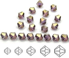 Czech Bicone Crystal Beads Crystal Violet Luster purple coated Rondelle Diamond