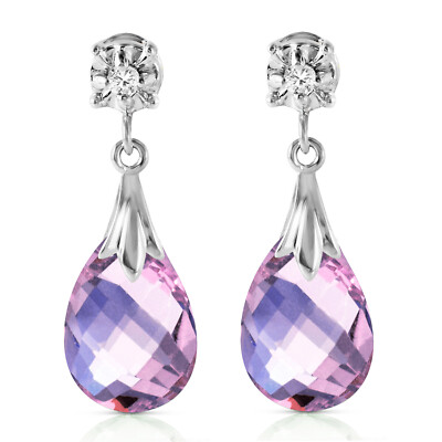 14K. GOLD OHRSTECKER MIT DIAMANTEN & AMETHYSTEN