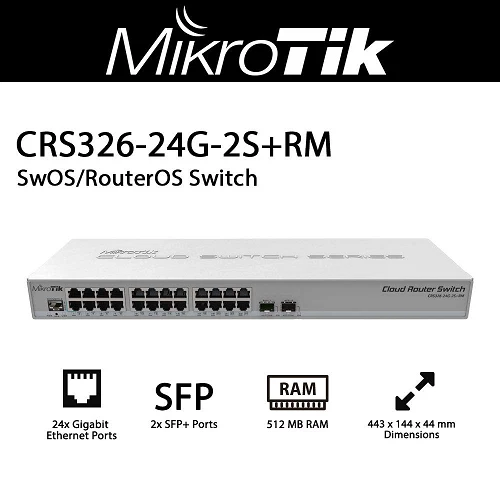 Mikrotik CRS326-24G-2S+RM Cloud Router Switch, 24xGbit LAN, 2xSFP+, Rackmount - Image 3 of 3