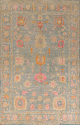 Vegetable Dye Traditional Oushak Turkish Handmade Rug 8x11 ft Room Sized Carpet