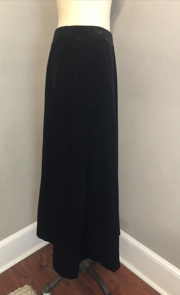 Maxi Falda Vintage Años 70 Acto III Terciopelo Negro Línea A Elástica Cintura Alta M Gótica EE. UU. Foto 2 de 4