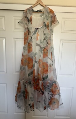 sachin and babi light blue dress Staud Calluna Dress Organza Hyacinth Tiered Poppy Floral Size XS