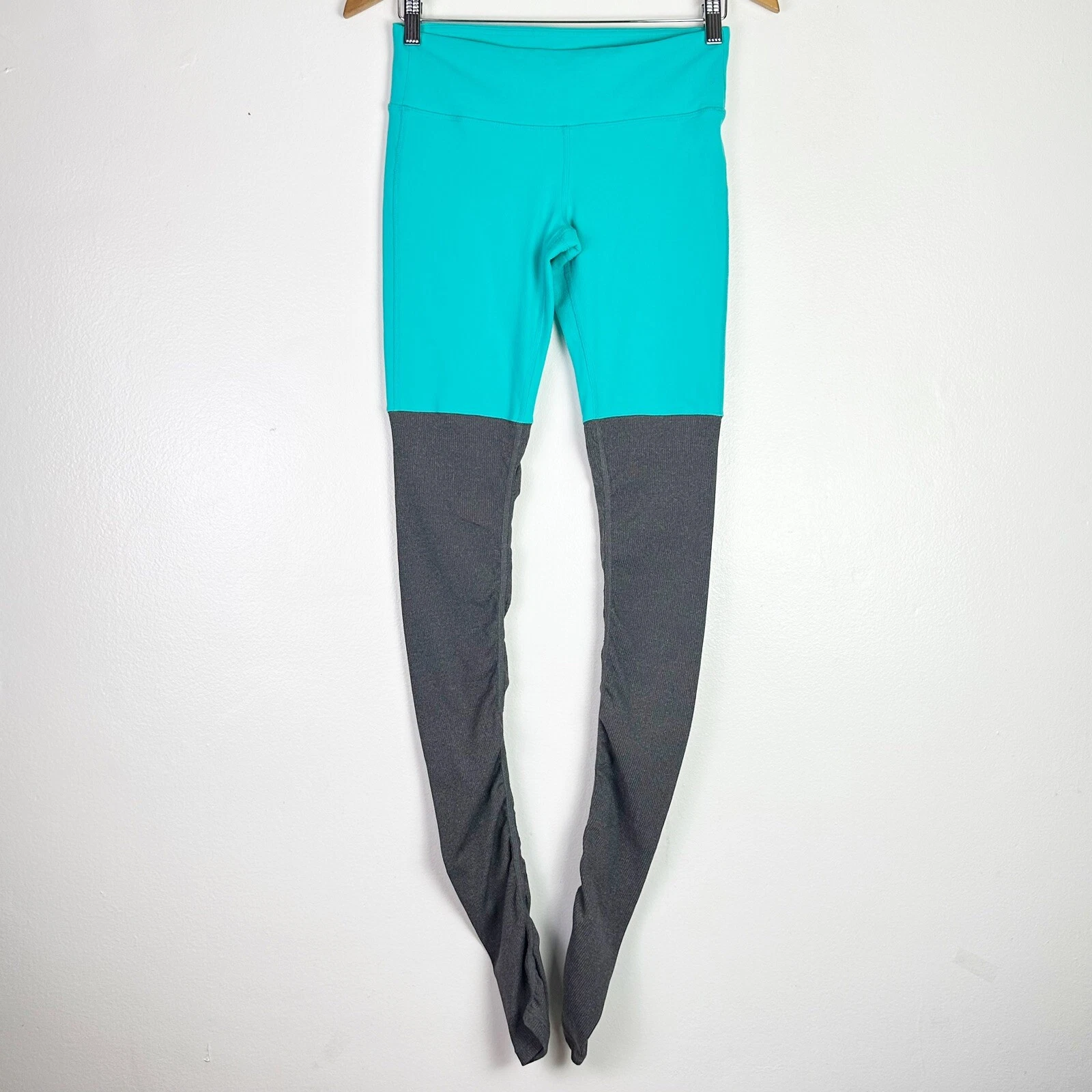 alo-yoga ribbed goddess aqua turquoise leggings