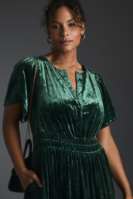 The Somerset Maxi Dress Velvet Edition Anthropologie Dark Green Romance XXS  NEW | eBay