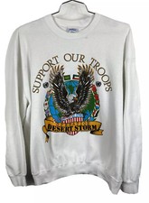 Vintage 90s Operation Desert Storm Crewneck Sweatshirt Troops Eagle USA XXL 2XL