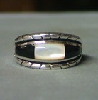 Vintage Navajo Ted OTT Sterling Silver Black Onyx Shell Ring — photo 1