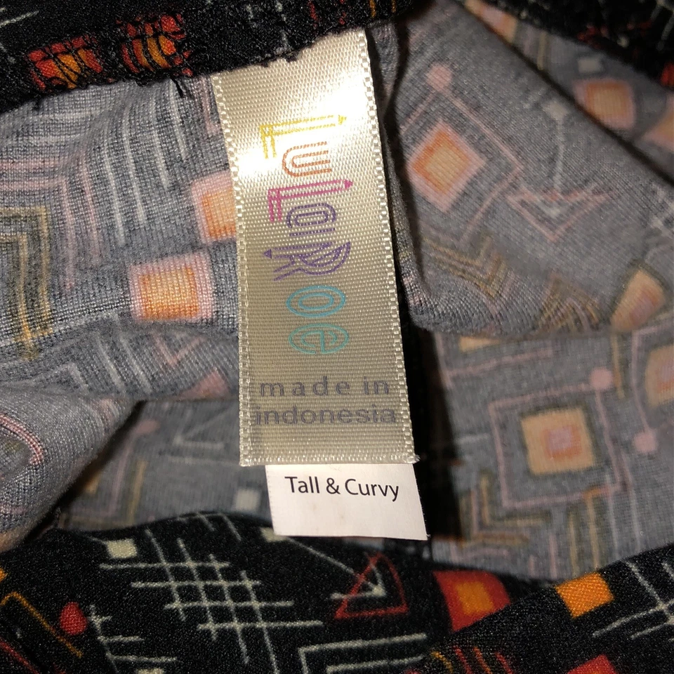 Leggings LuLaRoe Altos y Curvilíneos TC Negro Naranja Geométrico Diamantes Flechas AAA9 Foto 4 de 4