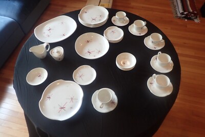 Atomic Starburst Dishes Set 29 Piece Harmony House Celeste  Mid Century, MCM