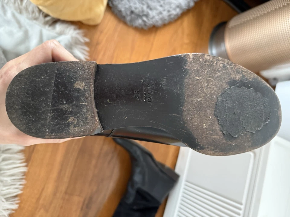 Gucci botas de montar de cuero y gamuza negras Foto 4 de 4