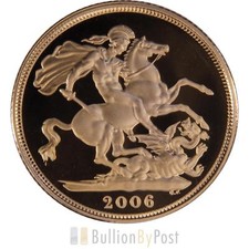 2006 Proof Gold Sovereign Coin Elizabeth II Fourth Head
