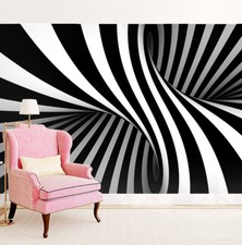 3D Zebra Abstract Swirls Pattern Wallpaper Mural Photo Home Room Poster Decor