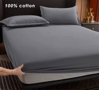 100% Cotton Fitted Sheet with Elastic Bands Non Slip Adjustable Mattress Covers