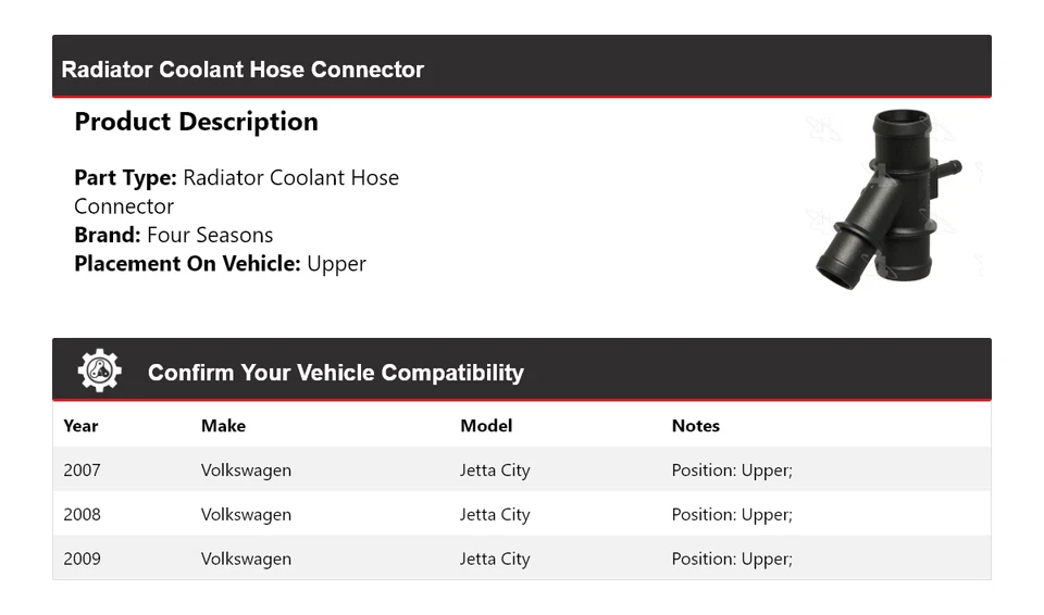Conector de manguera de refrigerante de radiador superior 4 estaciones para Volkswagen Jetta City 07-09 Foto 2 de 4