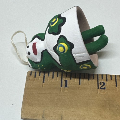 MEXICO Hand Painted Clay Terra Cotta Bell Hanging Mini Frog Ornament - Picture 8 of 8
