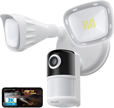 ieGeek Outdoor Wired Floodlight Security Camera Home 2K WiFi CCTV ,2 Way Audio