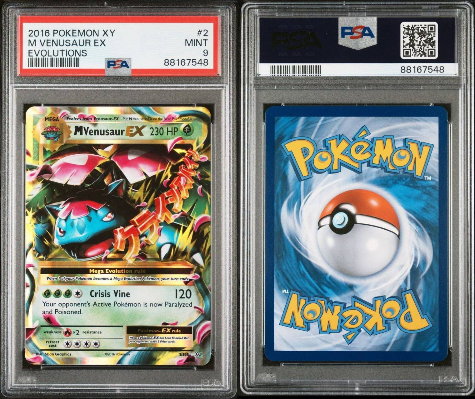 M Venusaur EX 2/108 - PSA 9 - Evolutions - Pokemon Card
