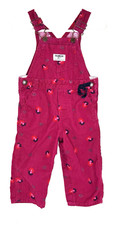 Oshkosh B'Gosh Girls 12 Months Pink Floral Fine Wale Corduroy Overalls Vestbak
