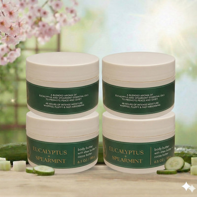 Bath & Body Works - Eucalyptus Spearmint Whipped Body Butter 6.5 oz Jar [4 Pack]