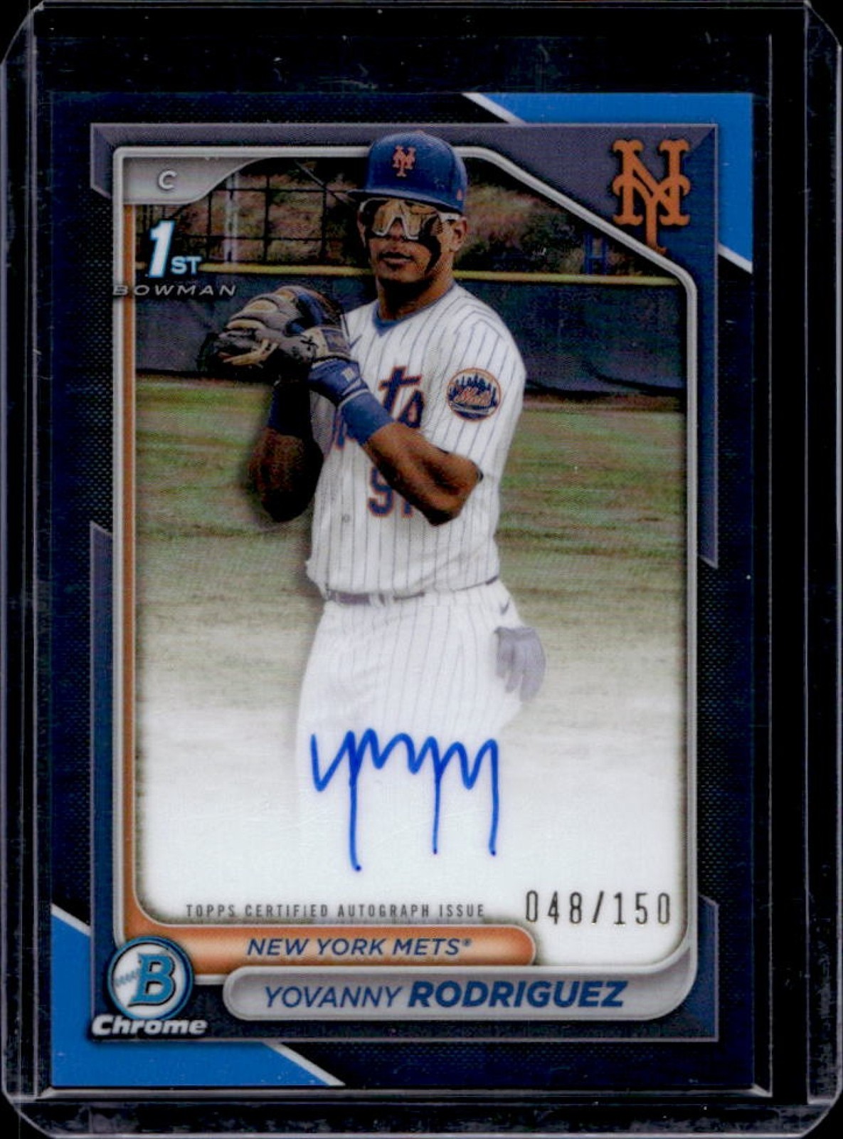 2024 Bowman Chrome Yovanny Rodriguez Auto Blue Refractor 1st #48/150