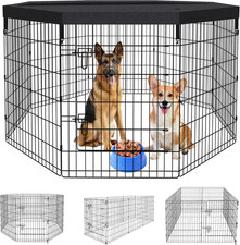 Dog Playpen 36 Inch, 8 Panel Pen with Door  600D Oxford Top Cover