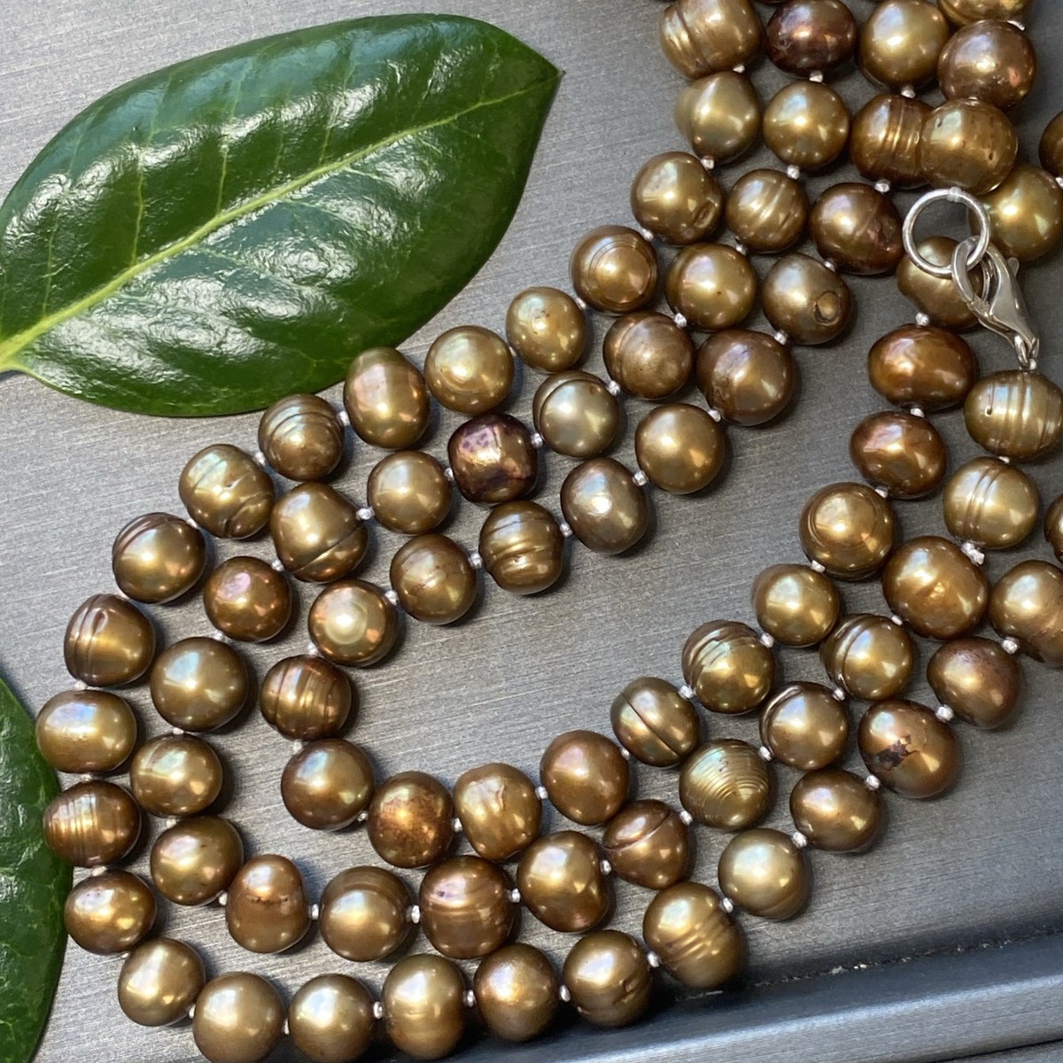 Vintage Chocolate Baroque Pearl Necklace Estate Fine Jewelry Pre