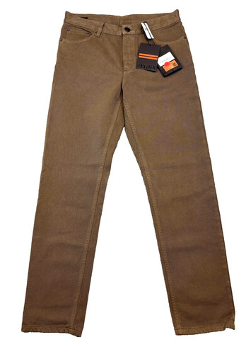 New $1,490 Ermenegildo Zegna "Roccia" Brown Cotton Cashmere Mens Trouser Slim 32