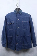 Vintage 50's Sears Denim Work Chore Jacket Barn Coat Men's Large Blanket Lined