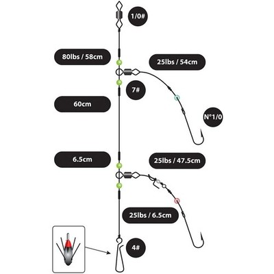 Greys Shore Loop Rig 2 Haken Größe 1/0