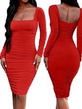 Long Sleeved Dresses Women's Fashionable Neck Midi Dress Sexy Party Club Dress