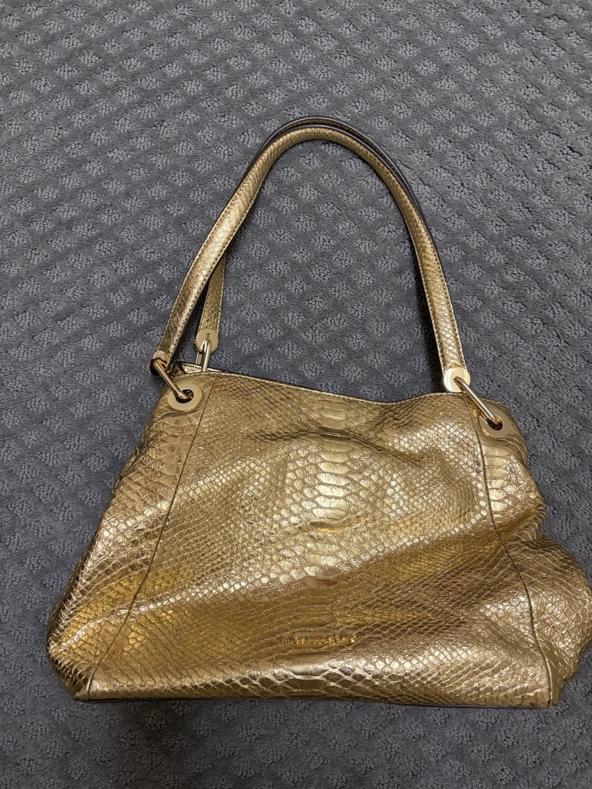 Michael Kors Metallic Gold Python Embossed Leathe… - image 15