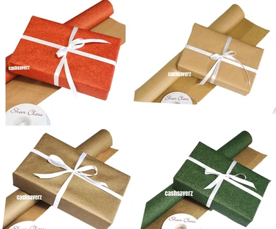 Polished Kraft Christmas Wrapping Paper Eco Recyclable Roll Birthday Wrap Ribbon