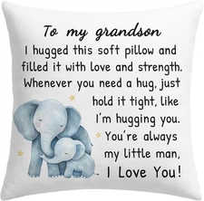To My Grandson Throw Pillow Cover, Grandson Gifts from Grandma Grandparents, 18 