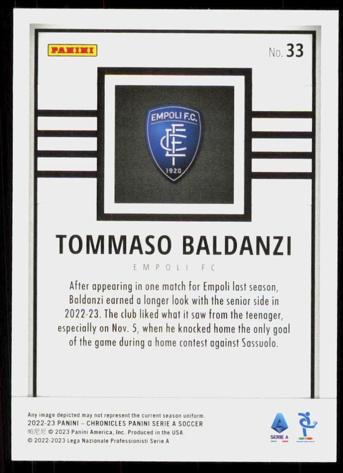 2022 Panini Chronicles Tommaso Baldanzi Rookie #33 - Image 2 of 2