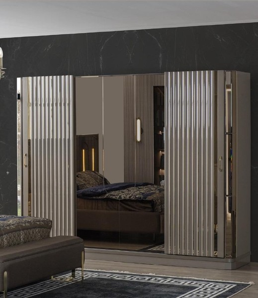 Kleiderschrank Holzschrank Schrank Schlafzimmer Luxus SchräNke Braun-image